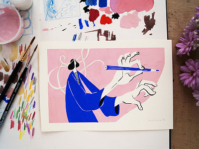 Hands are for Art artist drawing expressive gouache grotesque hands illustration illustrator painting pink traditional art wild