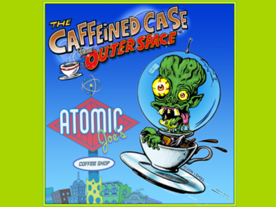 Caffeine Case From Outer Space character concept character design coffee comix digital art hand drawn hand lettering illustration illustrator logo design mid century modern mike lemos mike lemos aka spacetrog pen and ink photoshop retro spacetrog toxic crusaders vector art vintage