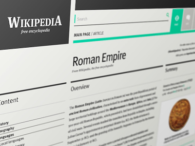 Wikipedia redesign for fun flat layout typography wikipedia