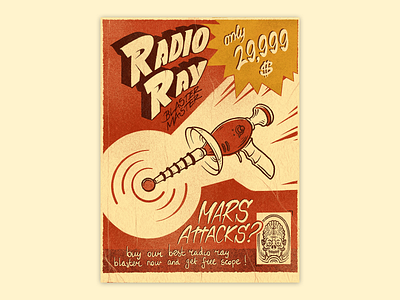 Radio Ray retro poster aliens drawing graphic design halftone illustration inktober poster poster art procreate retro retro art