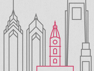 Philadelphia city hall illustration one liberty place philadelphia philly pink skyline two liberty place