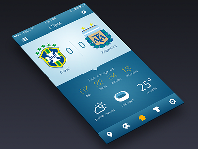 ESpot App blue flat football ios 7 iphone minimalist soccer sports ui ux