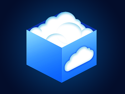 CloudBox blue box cloud icon logo simple