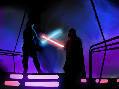 Luke vs Vader - Digital painting study digital painting illustraion noir sketch star wars