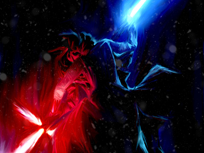 Kylo Ren vs. Rey jedi lightsaber noir sith sketch star wars study