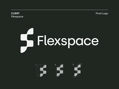 Flexspace Final Logo 3d brand branding flexspace logo mark monogram negative space wordmark