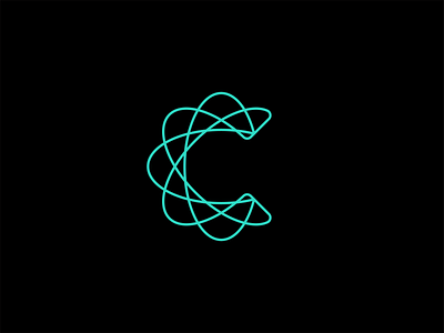 C Orbit atom galaxy isatope letter c logo monogram orbit spirograph