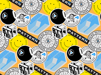 Pattern Stickers 8ball all seeing eye cube ecommerce invisible logo nerd pattern pencil smiley face stickers