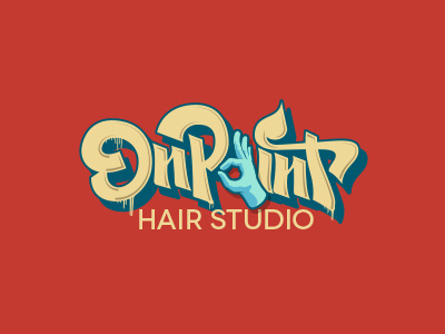 On Point Hair Studio drips graffiti hair studio hand okay on point salon script tag