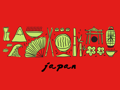 Japan Stuff bamboo drawing flower japan logos oriental saki sketch sushi wave