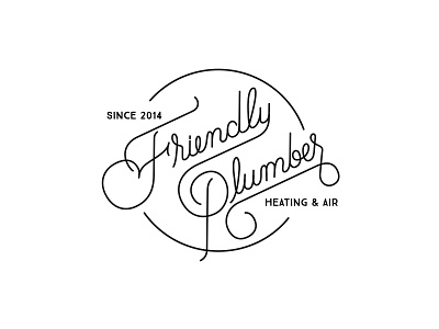 The Friendly Plumber hand drawn heating and air hvac plumber plumbing script