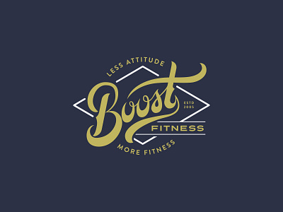 Boost Fitness attitude boost fitness hand drawn lockups logo script vintage wordmark