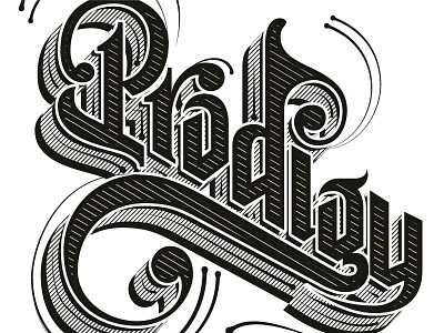 Prodigy black and white hand drawn lettering sign painting wordmark
