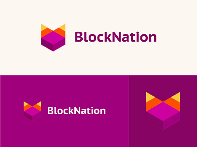 BlockNation Final Logo block blockchain blocknation cube fox logo startup symbol