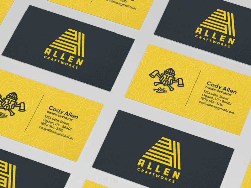Allen Craftworks - Brand System beard branding business card grid logo monogram pattern