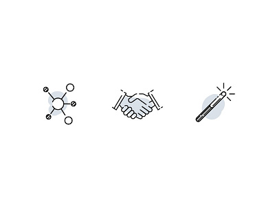 Pinkston Icons hand shake icons illustration magic wand network