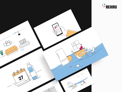 REHAU Video Explainer - Illustration Set animation clean explainer illustration outline product design scene simple vector