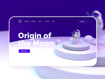 Origin of the Moon 3d cosmos graphic landing page landing page design mock up moon space ui ui design ux ui ux ui design webdesign