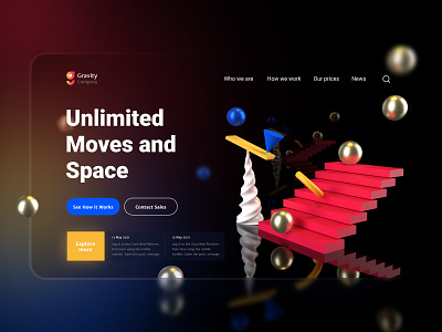 Explore Space 3d modeling illustration landing page mock up ui ui design user interface design ux ui