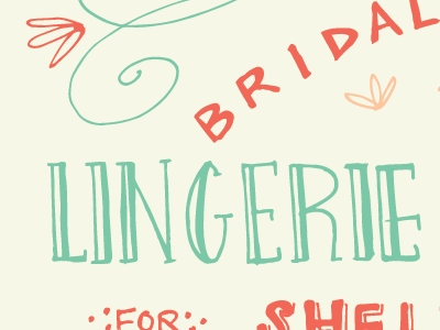 First attempt at type bridal coral lingerie shower mint type typography