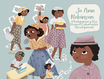 Jo Ann Robinson Montgomery Bus Boycott black history month characterdesign children book illustration childrens illustration illustration