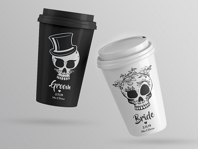 Day of the Dead Wedding bride catrin catrina cups day of the dead groom mexico skeletons skulls wedding