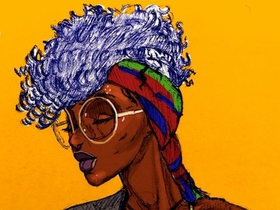 Black Beauty afro art beautiful blackart drawingwhileblack illustration kenya kuria leslieowiti traditional illustration