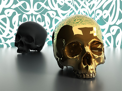equality calligraphy digital art garphic gold render skull