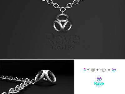 Rave logo (charm) 3d blender3d branding charm design icon jewelry logo necklace