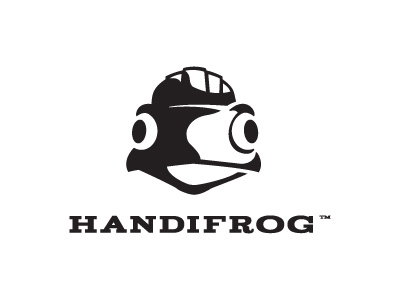 Handifrog black and white construction frog icon logo mark