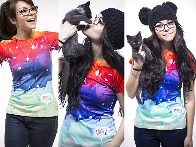 Cats Galore Tee cats colors galore girl graphic kitten print rainbows shirt tee