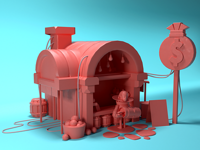 Ye ole general shoppe 3d c4d cg character concept design fun game lowpoly modeling render shop store