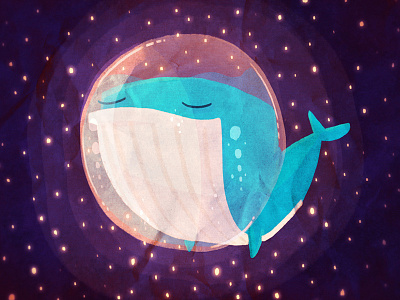 Space Whale childrens colors doodle fun illustration ocean space stars water whale