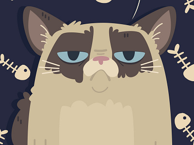 Grump. cat character color design famous grumpy illustration kitten meh simple
