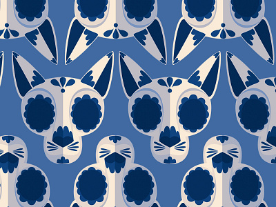 Gato de la Muerte blue cat design kitty meow pattern sugar skull wallpaper