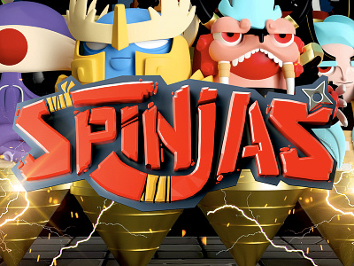 Spinjas Logo 3d app c4d cg design dev game logo ninja spinjas toy type