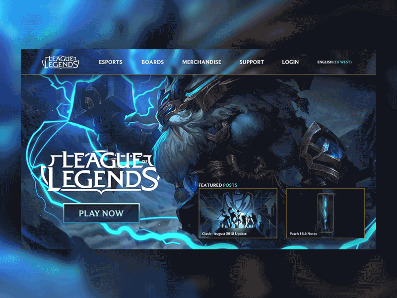 League of Legends - Homepage 2.5d after effects animation app branding concept design game design league of legends motion design motion graphics redesign ui ux web webdesign website