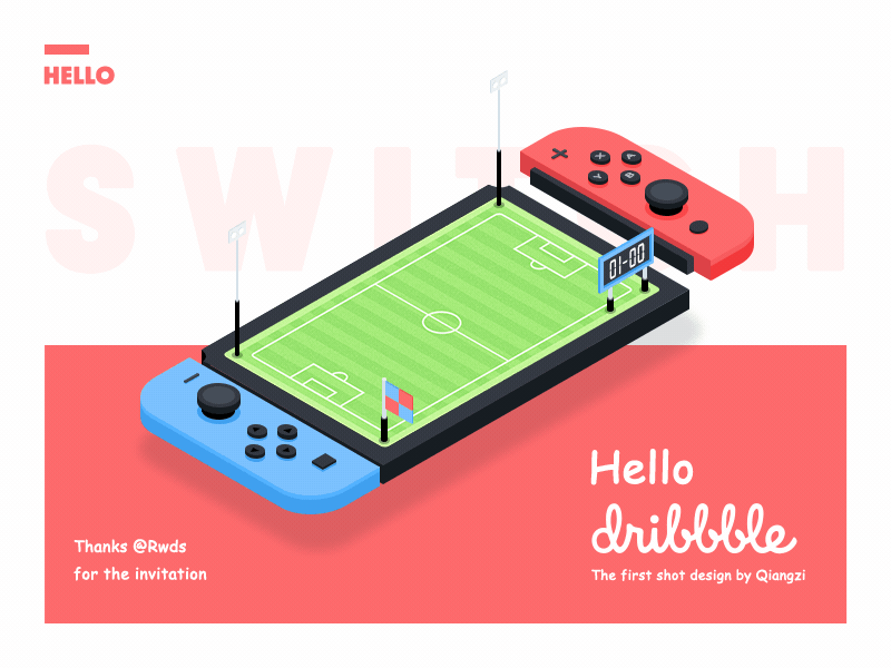 Hello, Dribbble! dribble first shot switch