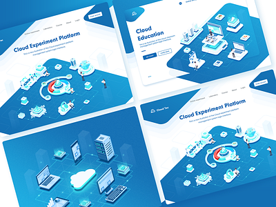 Illustration Set blue cloud cloud computing cloud desktop cloud education computer data data transmission earphone electronic circuit illustration isometric illustration mechanical arm phone server