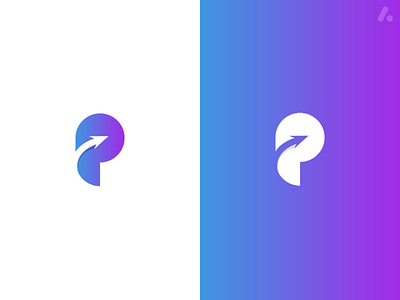 Letter P + rising arrow logo concept