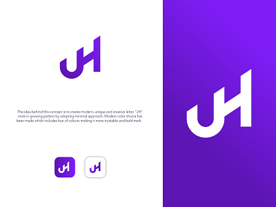 JH letter mark jh letter logo jh logo letter mark marketing logo minimal design minimal letter logo minimal logo modern logo