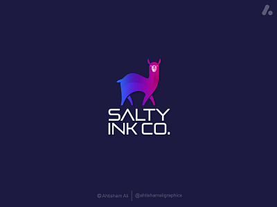 logo design for Salty Ink Co. animal logo lama logo