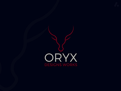 logo design for "Oryx Designs Works" animal logo minimalist logo oryx logo