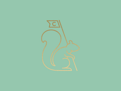 Squirrel branding flag gold gradient icon illustration logo logomark mark monoline skateboarding squirrel