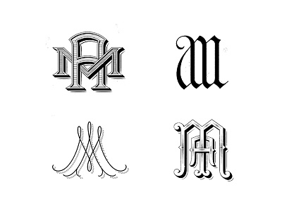 MA monograms blackletter interlocking lettering monogram script serif type typography vector victorian
