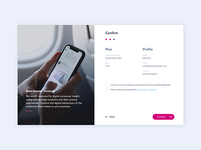 GlobalWebIndex - Confirm app brand identity digital design forms ui design webdesign