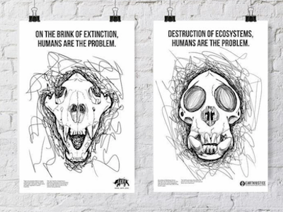 Mass Extinction of Animals animals design line drawing poster