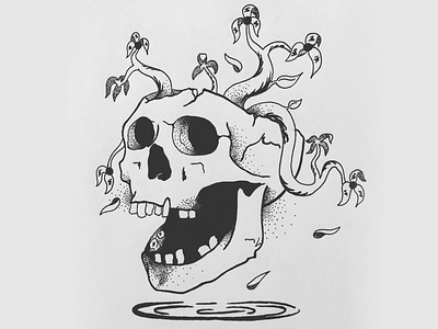 Skulls and dead flowers drawing flowers micron pen skull