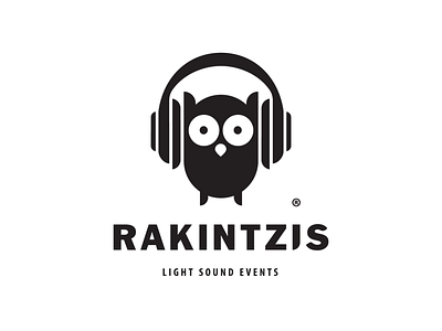 Rakintzis.Events concert crete dj djs events greece headphones logo organizer owl party rethymno