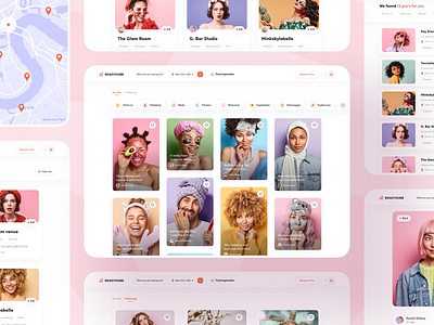 Readyhubb. The website to book beauty services app beauty booking categories design filters following inspiration interaction makeup map nails price search sort by ui ux web webapp